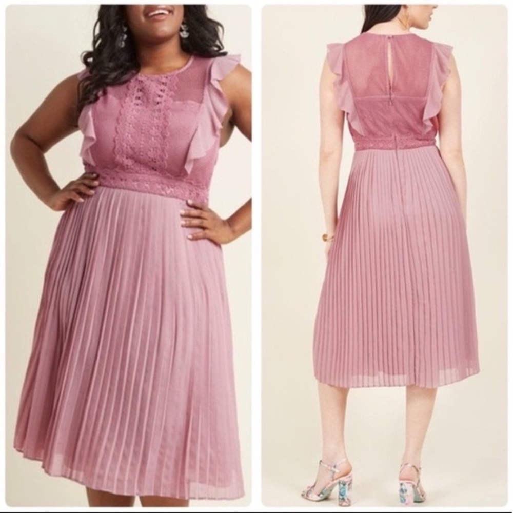 ModCloth mauve pink pleated dress size small